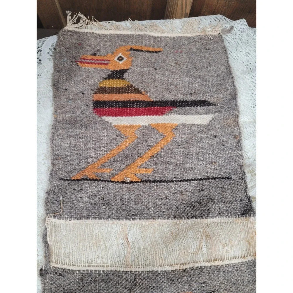 Folk Woven Textile Wall Hanging Wool Birds